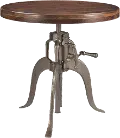 44605/TABLE Brown and Silver Adjustable Round Dining Table - Bristol