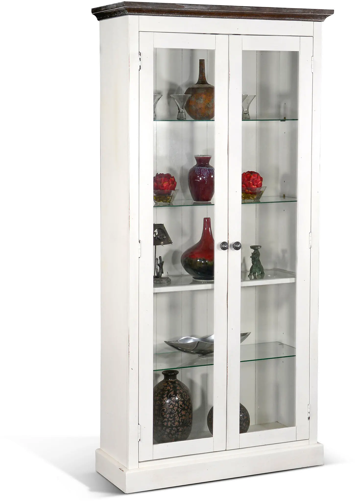 Bourbon County French Country White Display Cabinet-1