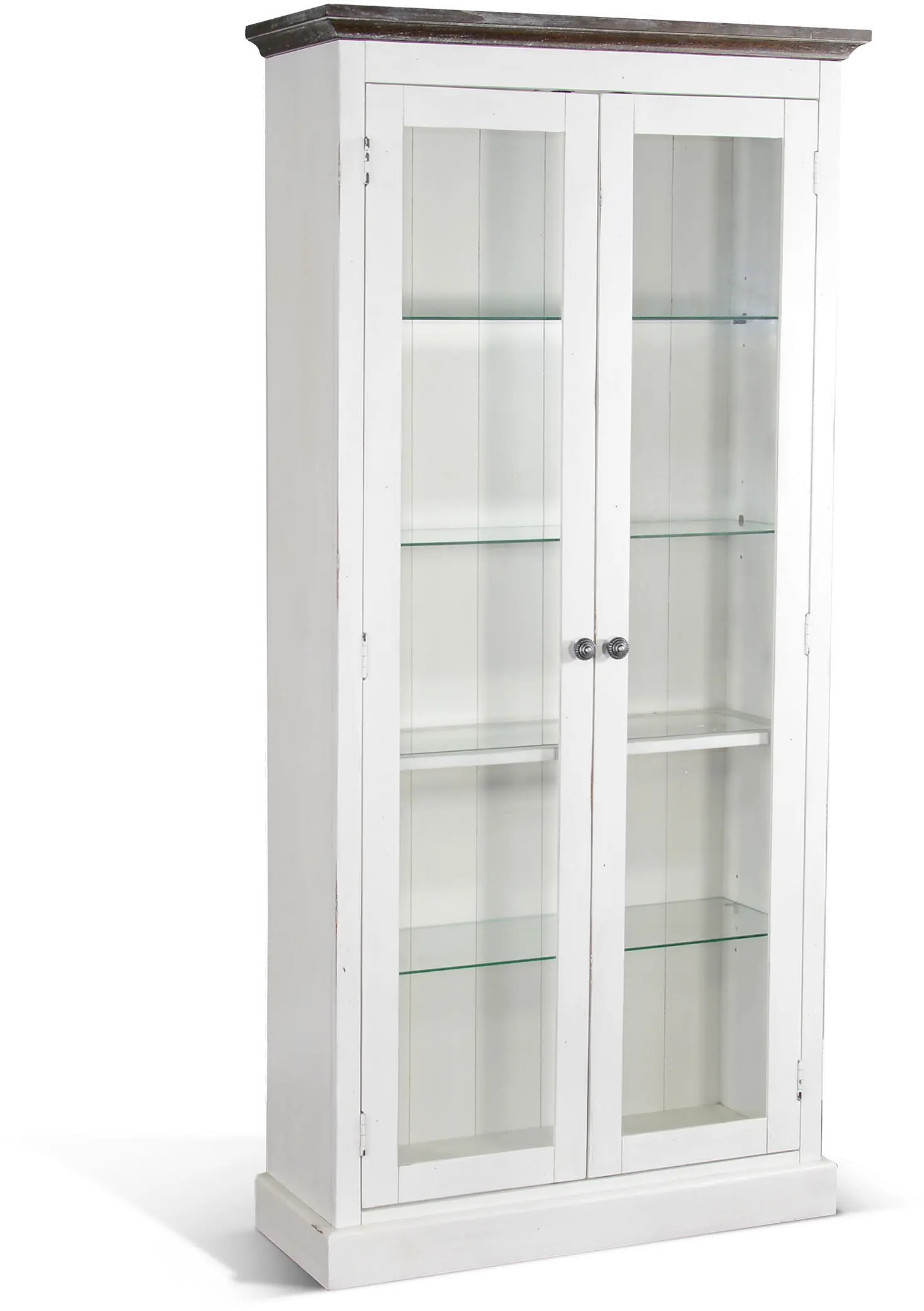 Bourbon County French Country White Display Cabinet-2