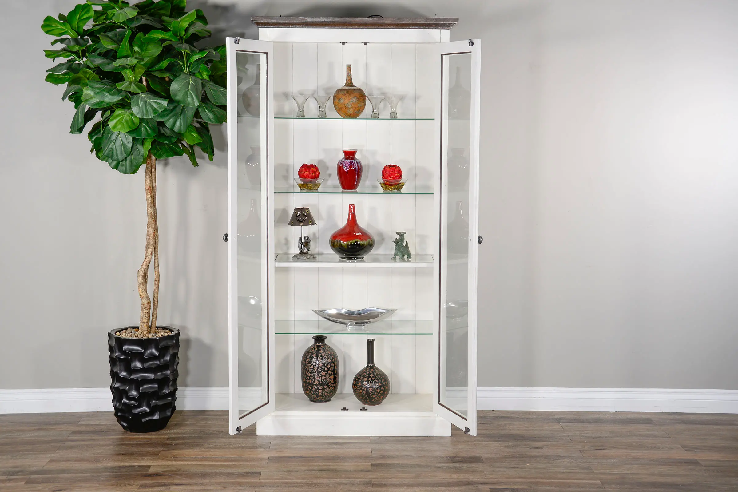 Bourbon County French Country White Display Cabinet-3