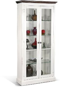 French Country White Display Cabinet - Bourbon County