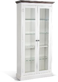French Country White Display Cabinet - Bourbon County-2