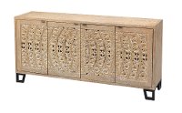 Butterscotch Tan 4 Door Media Credenza-3