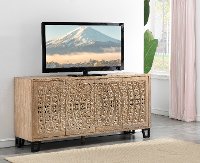 Butterscotch Tan 4 Door Media Credenza-7
