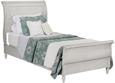 Traditional White Twin Sleigh Bed - Sarah
