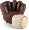 Youth Baseball Glove Chair and Baseball Ottoman