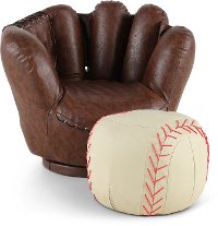 Youth Baseball Glove Chair and Baseball Ottoman