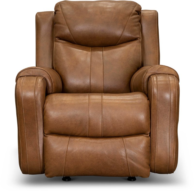 Marvel Casual Amber Brown Leather Match, Rocking Leather Recliners