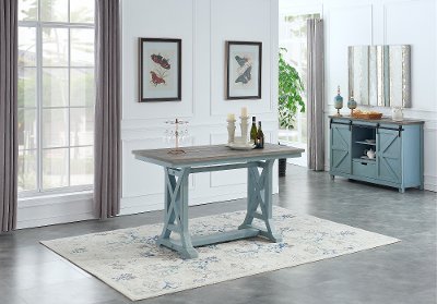 Farmhouse Blue Counter Height Dining Table - Bar Harbor Blue