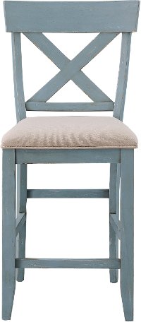 Farmhouse Blue Counter Height Stool - Bar Harbor Blue