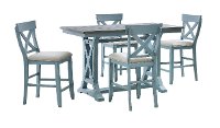 Farmhouse Blue 5 Piece Counter Height Dining Set - Bar Harbor Blue-5