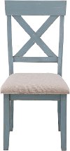 Clearance Farmhouse Blue and Cream X-Back Dining Room Chair - Bar Harbor