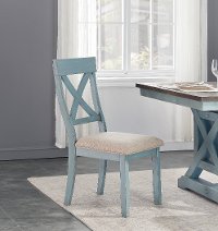 Farmhouse Blue and Cream X-Back Dining Room Chair - Bar Harbor-2
