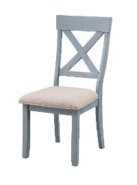 Farmhouse Blue and Cream X-Back Dining Room Chair - Bar Harbor-3