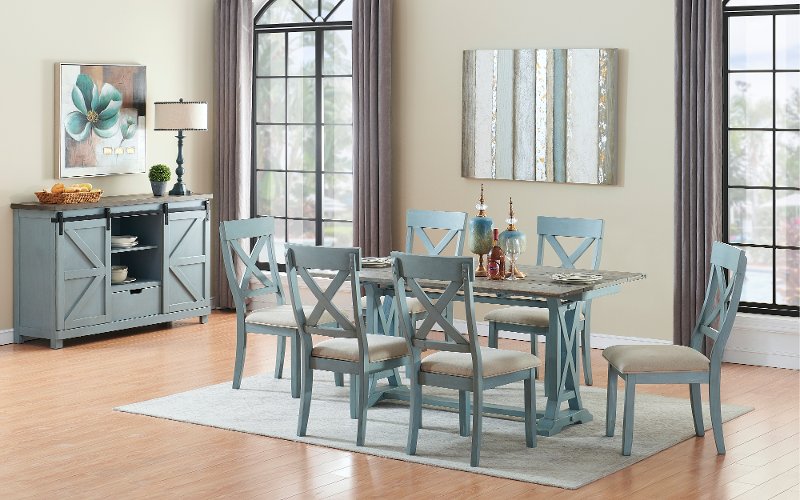 Farmhouse Blue 5 Piece Dining Set Bar Harbor Blue Rc Willey Furniture Store