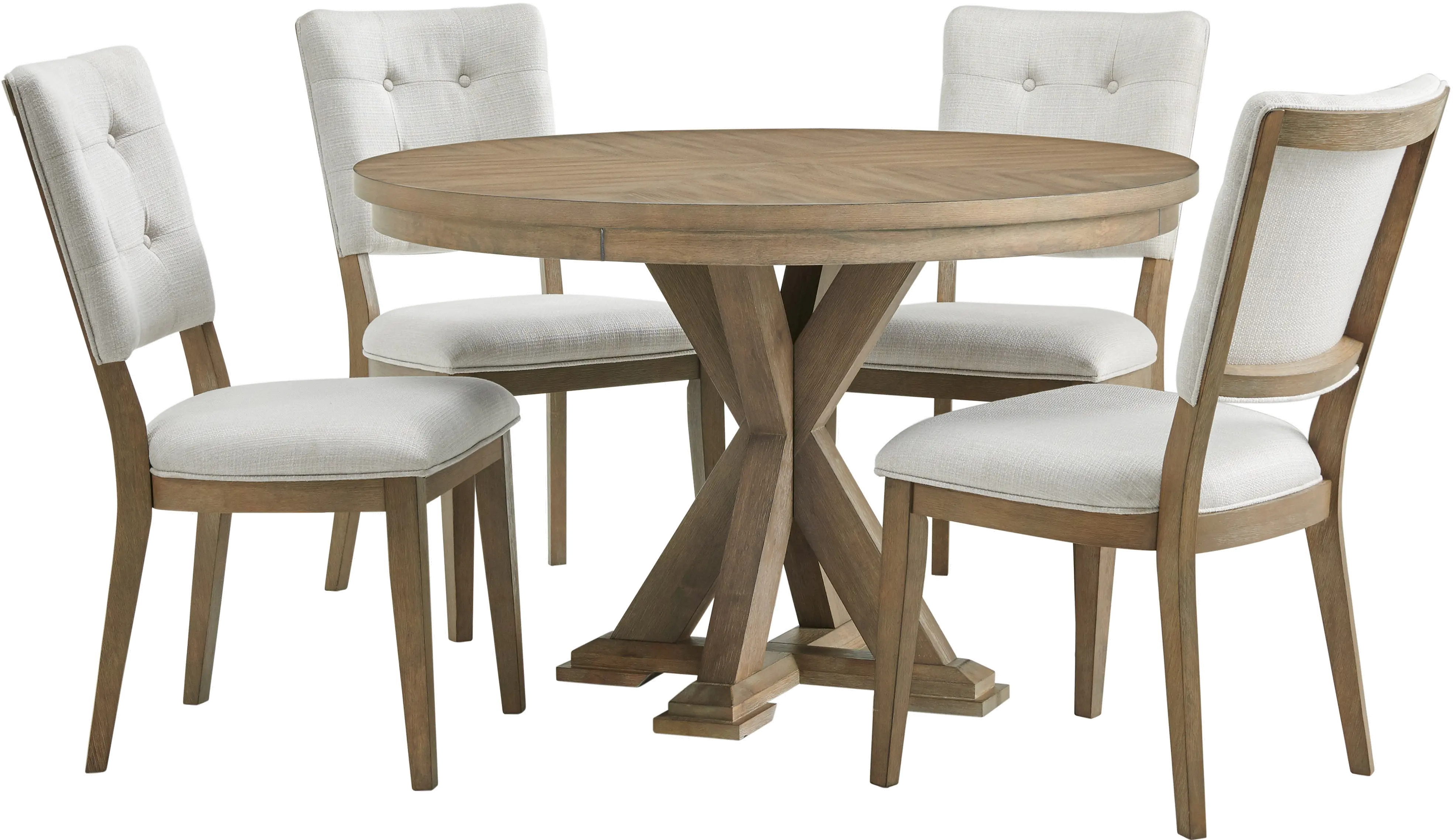 Gray Wash 5 Piece Round Dining Room Set - Chevron-1
