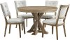 Gray Wash 5 Piece Round Dining Room Set - Chevron