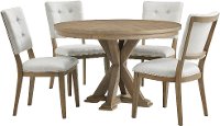Gray Wash 5 Piece Round Dining Room Set - Chevron