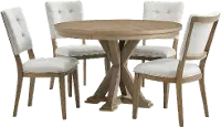 Gray Wash 5 Piece Round Dining Room Set - Chevron