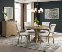 Gray Wash 5 Piece Round Dining Room Set - Chevron-2