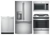 KIT GE 4 Piece Gas Kitchen Package with French Door Refrigerator - Stainless Steel
