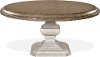 Antique Oak and White 70 Inch Round Dining Room Table - Elizabeth