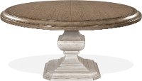 Antique Oak and White 70 Inch Round Dining Room Table - Elizabeth