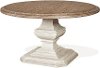 Antique Oak and White 54 Inch Round Dining Room Table - Elizabeth