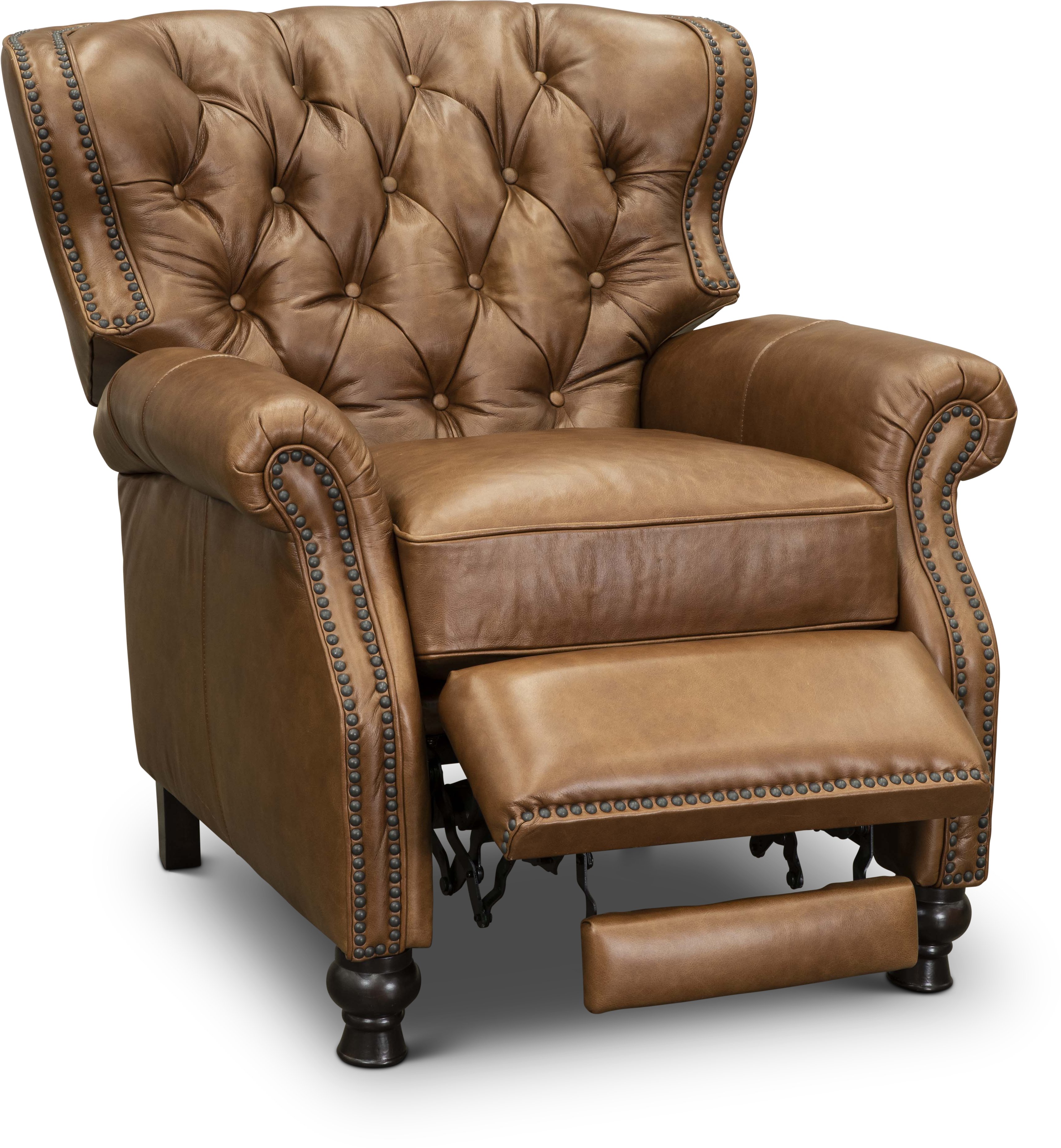 Saddle Brown Leather Wingback Push Back Recliner - Cambridge-2