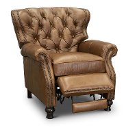 2568-10SHLSAD Saddle Brown Leather Wingback Push Back Recliner - Cambridge-2