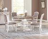 Clearance Smokey White and Oak 54 Inch Round 5 Piece Dining Set - Elizabeth