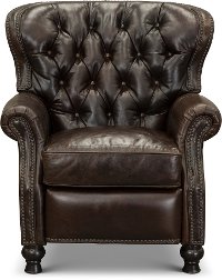 2568-10SHLCOC Cocoa Brown Leather Wingback Push Back Recliner - Cambridge