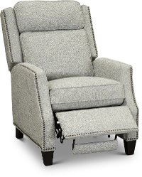 Smokey Blue, Gray and Cream High Leg Push Back Recliner - Lexington-3