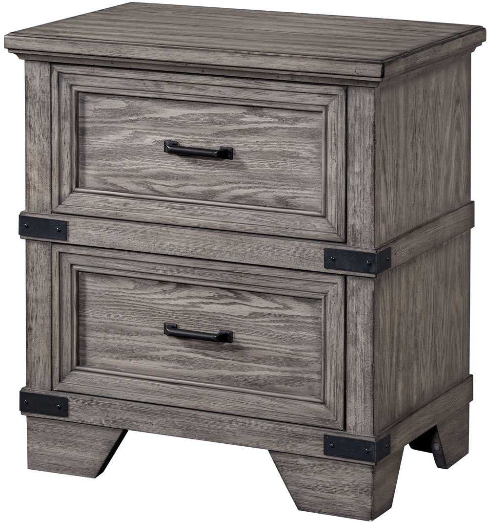 Classic Rustic Pewter Gray Nightstand - Forge-1