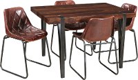 Contemporary 5 Piece Dining Set with Leather Chairs - Bradley