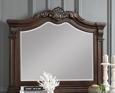 Traditional Brown Cherry Mirror - Evette