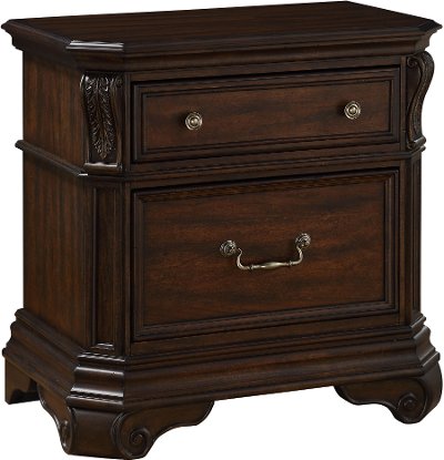 Traditional Brown Cherry Nightstand - Evette