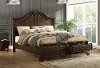 Clearance Traditional Brown Cherry Queen Storage Bed - Evette