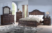 Brown Cherry 4 Piece Queen Bedroom Set - Evette