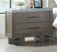Modern Gray Oak Nightstand - Sandy Oak