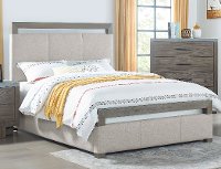 Taupe and Gray Oak Queen Upholstered Bed - Sandy Oak