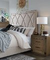 Clearance Contemporary Cream Queen Upholstered Bed - Park Avenue