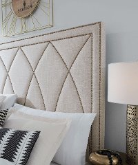 Contemporary Cream Queen Upholstered Bed - Park Avenue-3