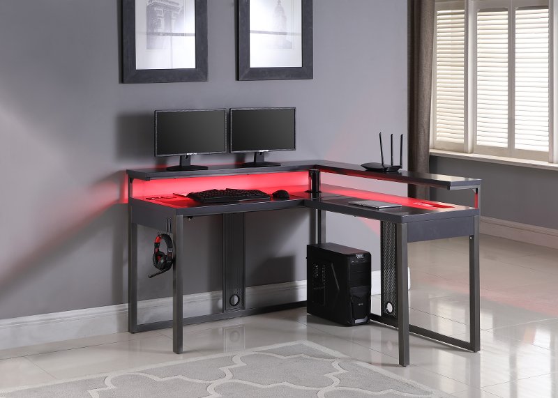 Modern Gray Gaming Desk Performance Line Rc Willey Furniture Store