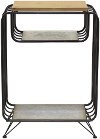 Gray Metal Side Table with Wood Top