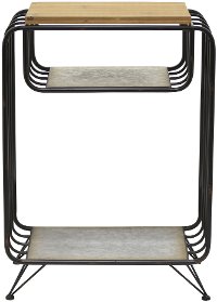 Gray Metal Side Table with Wood Top