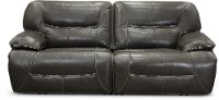 Steel Gray Leather-Match 2 Piece Power Reclining Sofa - Max 6 Piece