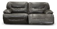 Steel Gray Leather-Match 2 Piece Power Reclining Sofa - Max 6 Piece-2