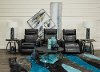 Black Leather-Match 3 Piece Power Home Theater Seating - Carter