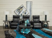 Black Leather-Match 3 Piece Power Home Theater Seating - Carter